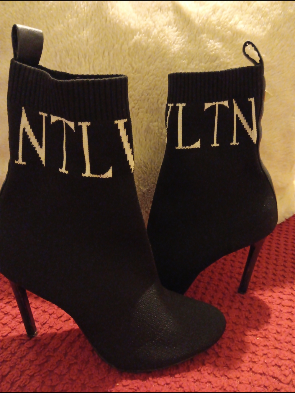Valentino Garavani Black knit VLTN Sock Ankle Booties
